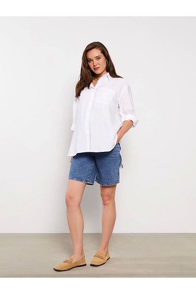 LC Waikiki Gerade Umstandsjeans-Shorts mit Standard-Passform und Baucheinsätzen