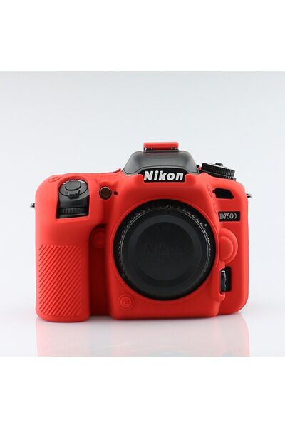 FototekFotograf Nikon D7500 Uyumlu Kırmızı Silikon Kılıf Koruma Kılıfı D 7500 Dslr Case Fotoğraf Makinesi Easy Cover