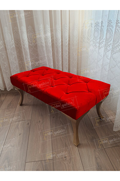 aldagelsin Kapitoneli Ayak Ucu Kapı Önü Antre Bench Puf Gold Ayak (90*45)