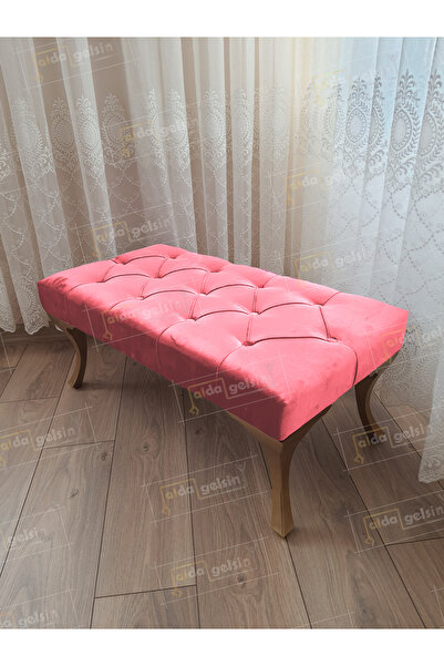 aldagelsin Kapitoneli Ayak Ucu Kapı Önü Antre Bench Puf Gold Ayak (100*45)