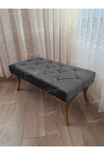 aldagelsin Kapitoneli Ayak Ucu Kapı Önü Antre Bench Puf Gold Ayak (120*45)