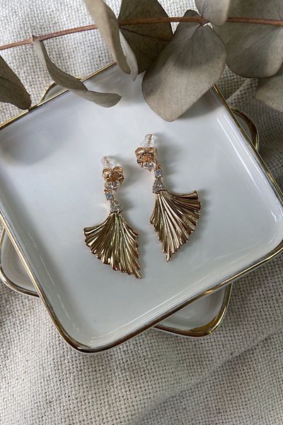 fuya design Fan Steel Earrings