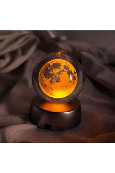 Genel Markalar Kristal Cam Küre Renk Değiştiren Led Işıklı Ay Lamba