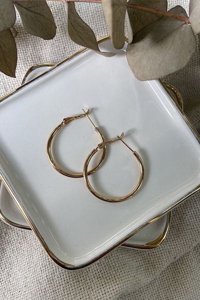 fuya design 3cm Basic Hoop Steel Earrings