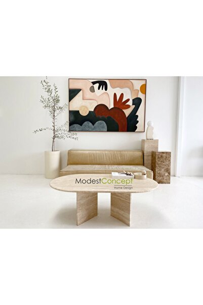 Modestmar Traverten Orta Sehpa Oval 60x120cm