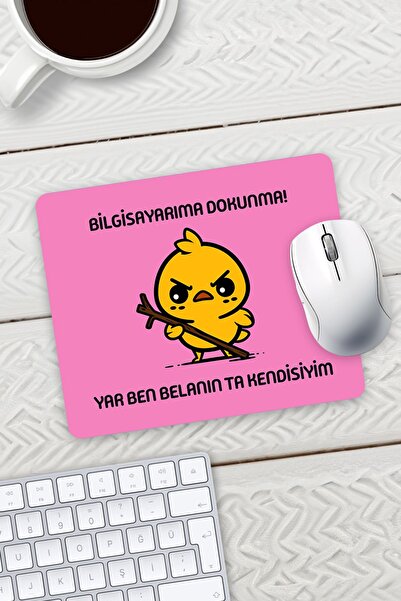 HobiShop Pembe Renk Belalı Civciv Bilgisayarıma Dokunma Baskılı Mouse Pad 23x...