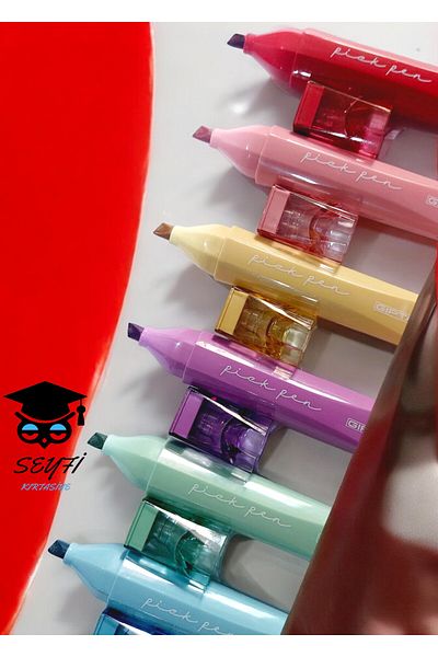 SEYFİKİRTASİYE Stylish Pastel Colored - Highlighter with Vacuum Cover Quality Ink 6 PCS
