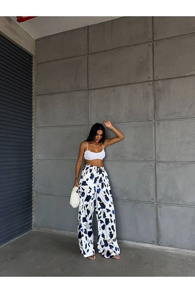 Fiori Satin Trousers - Elastic Waist