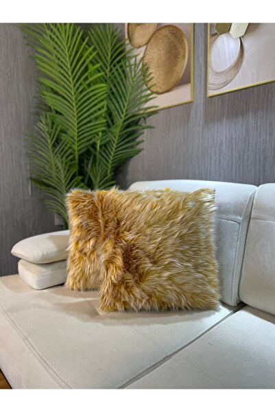 Paris Life غطاء وسادة قطيفة مربع - خردل