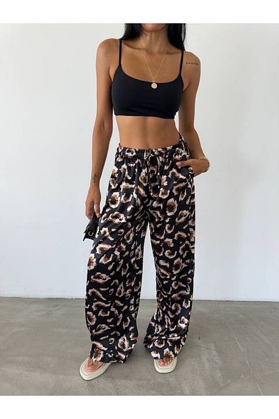 Fiori Satin Trousers - Elastic Waist