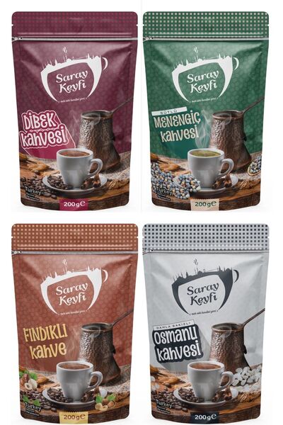 SARAY KEYFİ 4’Lü Set-Dibek Kahvesi+Sütlü Menengiç Kahvesi+Fındıklı Kahve+Daml...