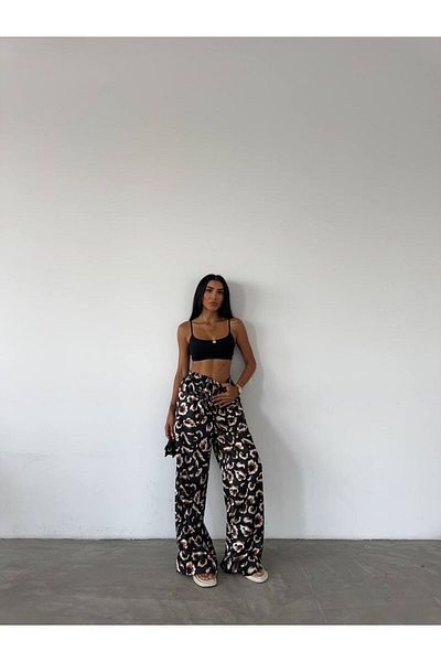 Fiori Satin Trousers - Elastic Waist
