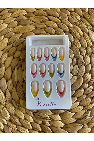 rimella French 12 Adet Badem Tırnak Tak Ve Çık Kendinden Yapışkanlı Takma Tırnak