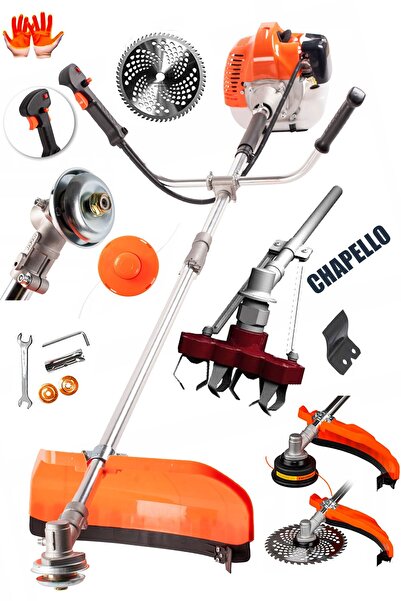 stilmax Kömürsüz Motor 20HPX Çelik Krom Piston Benzinli Ot Çalı Çim Biçme Makinası Yan Tırpan + Chapello Set