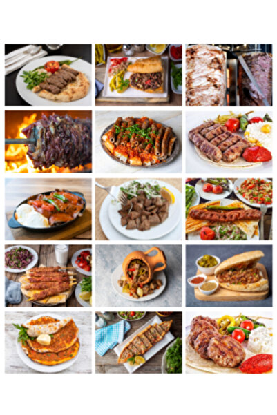 NUNUKİ Geleneksel Lezzetler Kebap  Köfte Izgara Pide Lahmacun Et Sticker Seti...