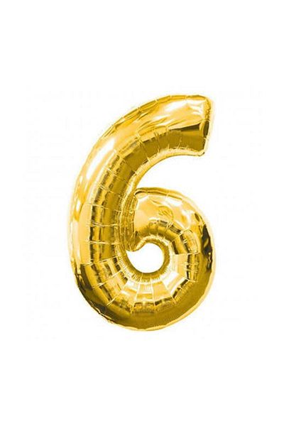 PARTİCİM SÜS EVİ 6 Number Foil Balloon 40'' 100cm Gold