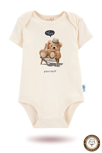 MAHFEL 100% Cotton Organic Printed Baby Bodysuit with Snap Fasteners