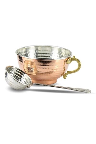 ÇiçekliDükkan Doğanlar Copper Stone and Copper Ladle 2 Pieces