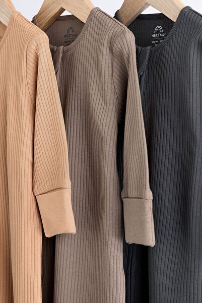 Next Baby Set of 3 Brown Footless 100% Cotton Overalls