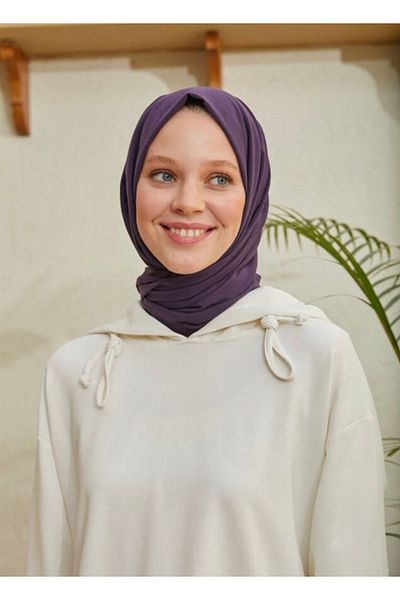 Mides scarf Hijab Cotton Kraş Cazz Shawl Model-μωβ μελιτζάνα