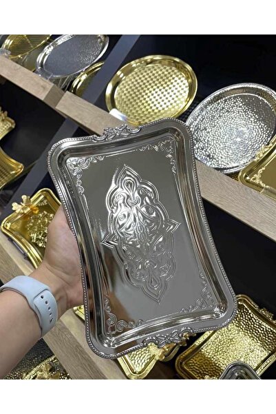 İmren Collection 6 قطع صينية عرض معدنية فضية اللون لشخص واحد