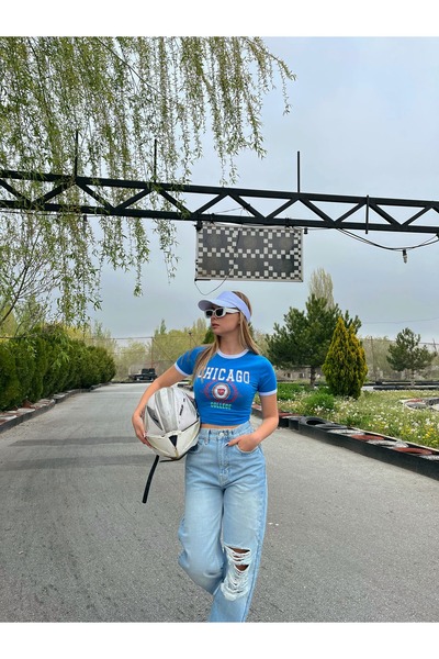 Jose Clothing Bluză Crop pentru femei - Mâneci scurte și imprimate