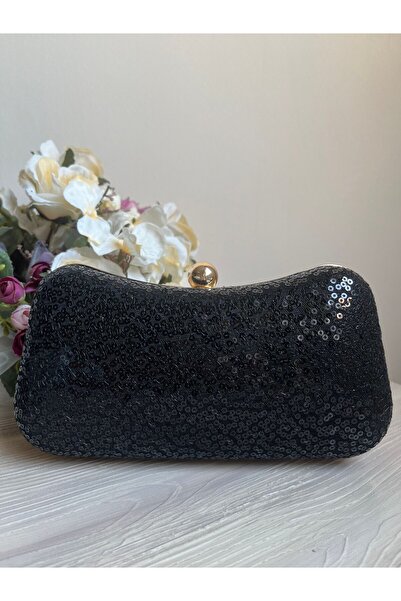 Ceylan Abiye Çanta & Siyah Pullu Gold Abiye Çanta