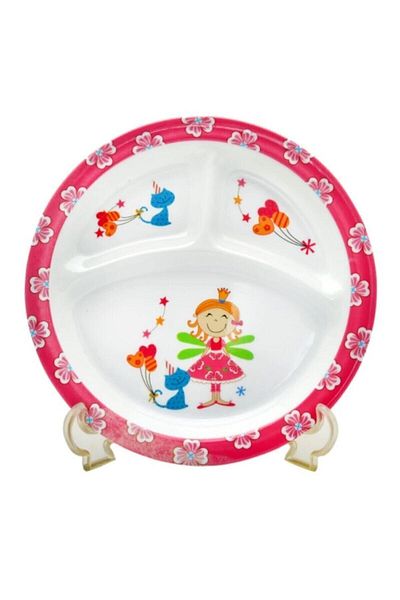 ggs Baby Food Plate Pink Princess Shape Set of 5 Melamine Oval