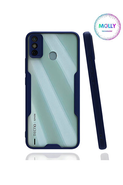 Molly Tecno SPARK 6 GO Için Lacivert Kamera Korumalı Buzlu Slim Şeffaf Siliko...