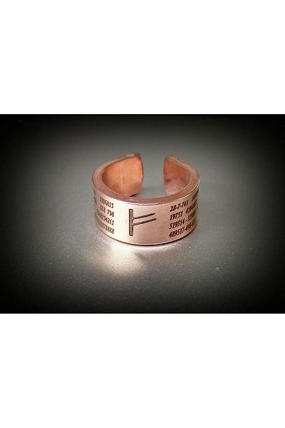 DA Cooper Design DACooper Design Copper Ring with Number Secances & Rune Design Copper Ring