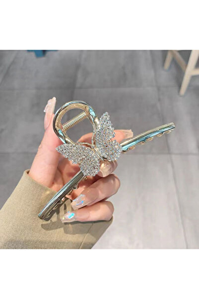 GÜLPEŞE Gold Kristal Taşlı Kelebek Metal Mandal Toka Glpş-7478