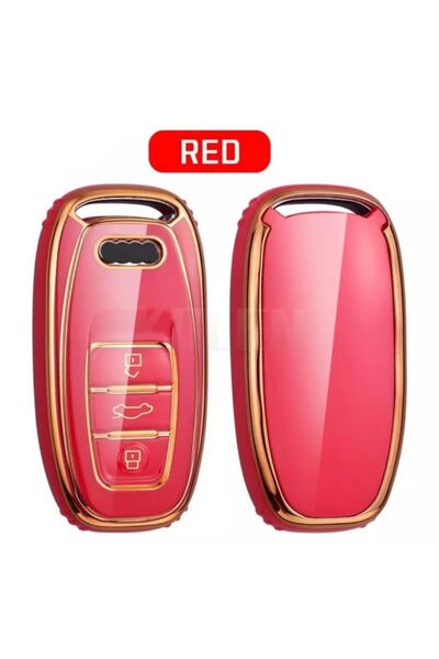 AYZ GARAGE أودي (الحافظة القديمة) حافظة مفاتيح حمراء من مادة البولي يوريثان