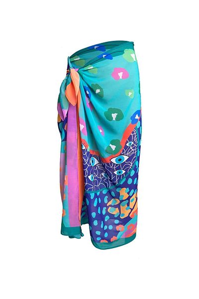 Bolder Emily Turquoise Eyes Silk Chiffon Pareo
