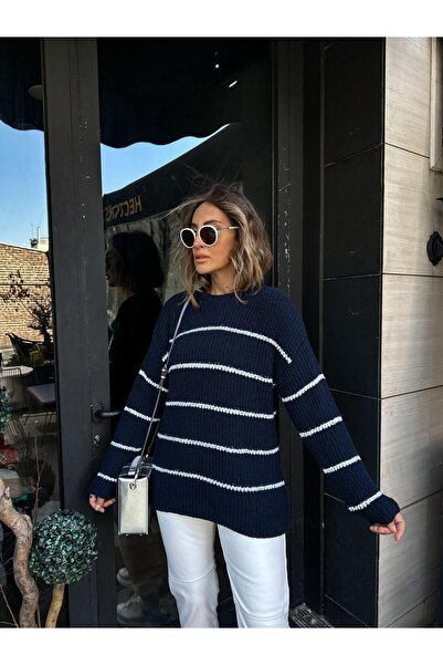 Jose Clothing Kadın Lacivert Bisiklet Yaka Triko Kazak