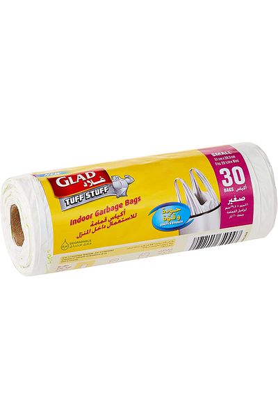 Glad Tuff Stuff Garbage Bag Small White Handle Bags 20L 30 Bags