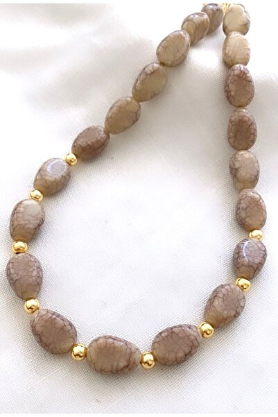 VNS Accessories Damarlı Badem Boncuk Tasarım Kolye