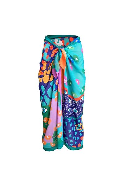 Bolder Emily Turquoise Eyes Silk Chiffon Pareo