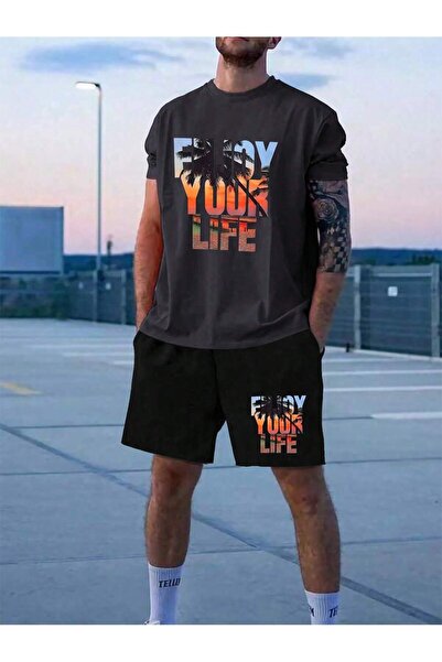 DAXİS Sportwear Company Чоловіча футболка з принтом на шиї екіпажу великого розміру Сортувати нижню частину костюма Ust