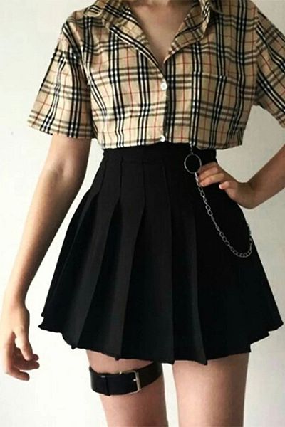 Köstebek Black Harajuku Straight Pleated Skirt