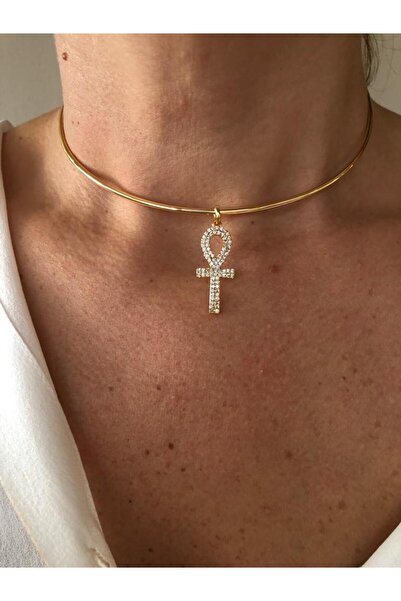 Rossetto Atelier Altın Kaplama Ring Ankh Kolye