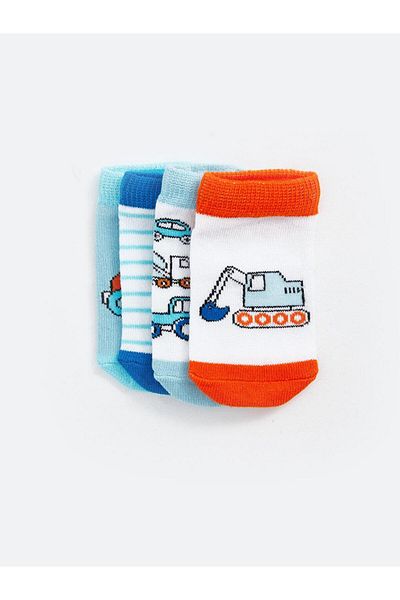 LC Waikiki Set of 4 Printed Booties Socks for Baby Boy