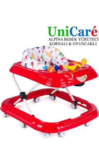 UniCare Yürüteç Bebek Yürüteci Örümcek Kornalı Oyuncaklı Bebek Yürüteci 3 Kad...