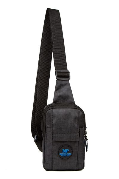Newish Unisex Black Linen Fabric Crossbody Shoulder and Waist Bag Daily Bag with Phone Compartment