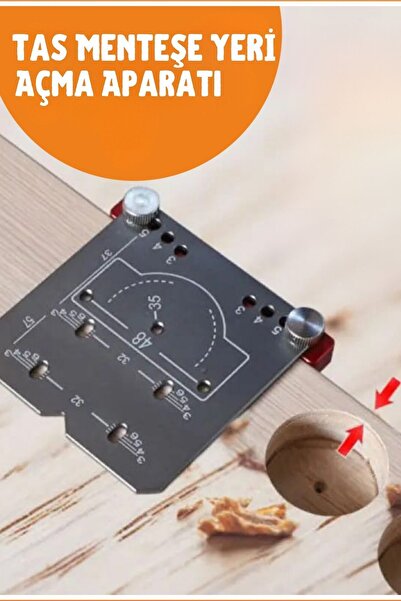 pratikmen Menteşe Yeri Açma Aparatı (Ayarlanabilir Stoperli Delme Pancı ile B...