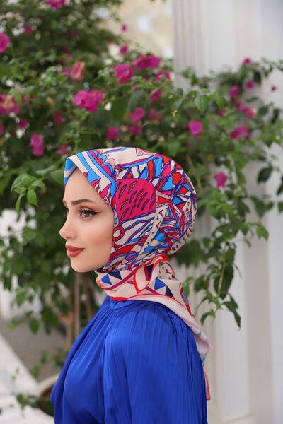 KUQOS Darla Desenli Eşarp Fuşya