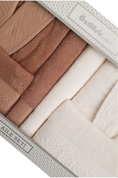 Özdilek Σετ οικογενειακό μπουρνούζι Azura Brown Cream
