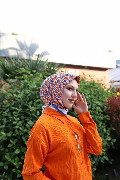 KUQOS Nora Desenli Eşarp Turuncu