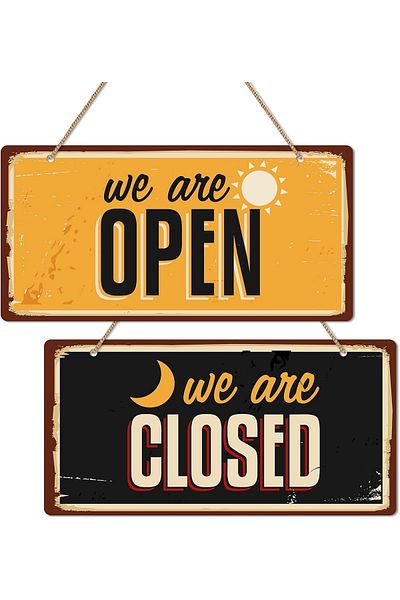 fabriflow exclusive Open Closed Sign Wooden Patterned Sheet Store Door Diversion