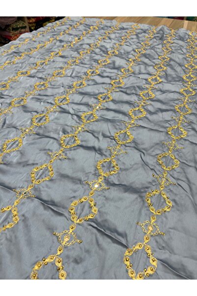 OsmanKumaşDantel Stone Detailed Satin Embroidered Fabric