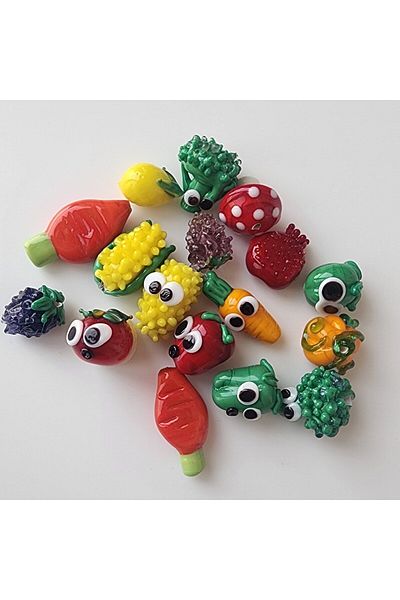 kırıkboncuk Handmade Murano Glass Fruit Vegetable Beads 1pc